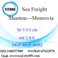 Shantou poort zeevracht verzending naar Monrovië